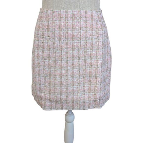 Anthropologie Rumored Coco Pink Tweed Mini Skirt - Picture 2 of 7